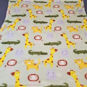 Parents Choice Green Jungle Safari Baby Blanket Giraffe Hippo Lion Tiger SOFT